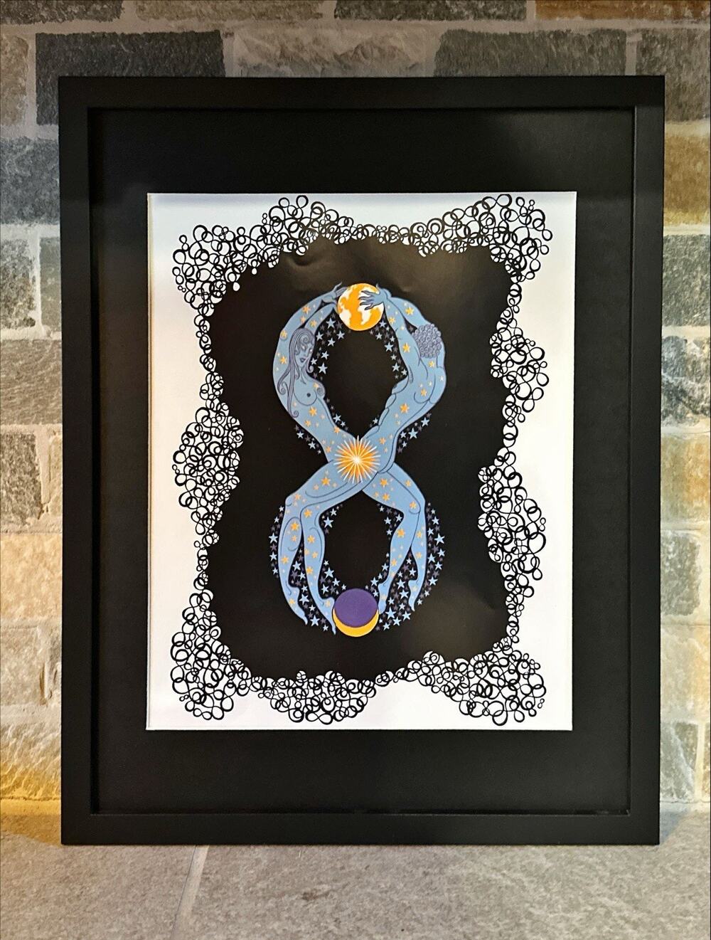 Framed Erte " Number 8 " From the Numeral Suite 11x14